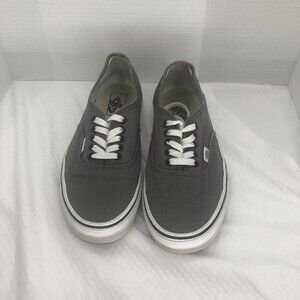 Vans Authentic Men's Size 10.5 Charcoal Canvas Sneakers White Laces Low Top